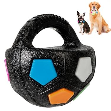 Imagem de YOOGAO Pet Bola de brinquedo para cães com alça, jogo de arremesso e busca, bola interativa para cães brincando, flutuando estridente (preto)