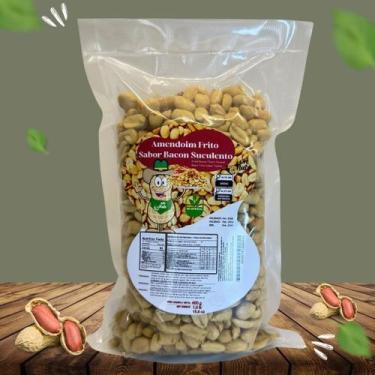 Imagem de Amendoim Frito Sem Pele Com Bacon de Verdade- Premium 450gr Suculento 