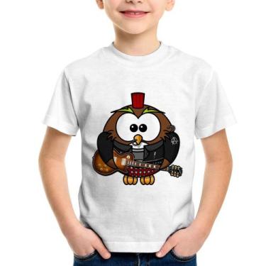 Imagem de Camiseta Infantil Coruja Rock Guitarra - Foca na Moda, Branco, 6