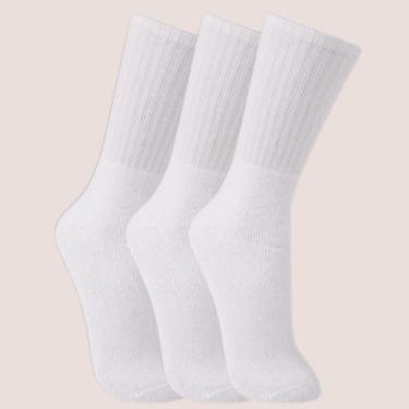 Imagem de Kit 3 Pares Meia Trifil Cano Alto Algodão Unissex, Branco, 39 a 43