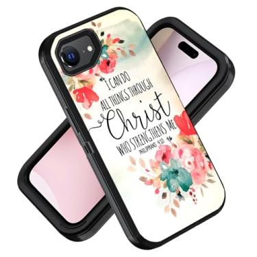 Imagem de ZXHSBROK Capa projetada para iPhone 16e, capa protetora de 3 camadas à prova de choque para iPhone 16e (2025) 6,1 polegadas, versículo bíblico com citação cristã Filipenses 4-13