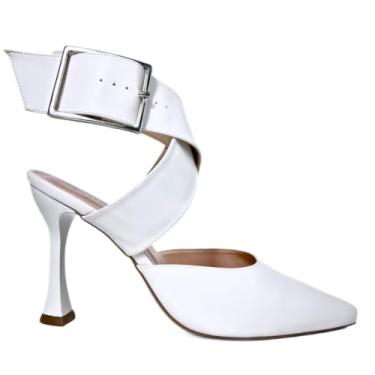 Imagem de Sapato Feminino Scarpin Salto Médio Com Fivela Elegante 127 (Branco, BR, Adulto, Numérico, 39)