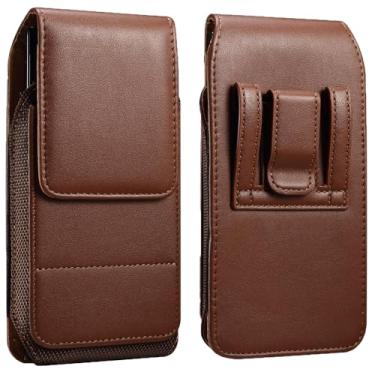 Imagem de Bolsa para celular com clipe para cinto com ranhura para cartão para iPhone 14 Pro Max 15 Plus 13 Pro Max 12 Pro Max, Galaxy S24 Ultra S23 U S22 Ultra S21 Plus A15 A55 A35 A25, OnePlus 12 (marrom, G)