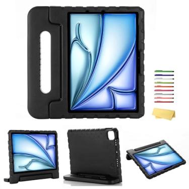 Imagem de UUcovers Capa infantil para iPad Air de 11 polegadas M2 (2024), com alça giratória/suporte/porta-lápis/suporte giratório dobrável de 180 graus, à prova de choque, fofa, macia, espuma vinílica