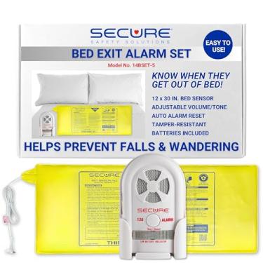 Imagem de 14BSET-5 Alarme de cama para idosos da Secure Safety Solutions - Monitor de alarme de paciente de 80-120 dB e almofada de sensor de cama de 30.5 cm x 76.2 cm - Alarmes de cama e prevenção de quedas