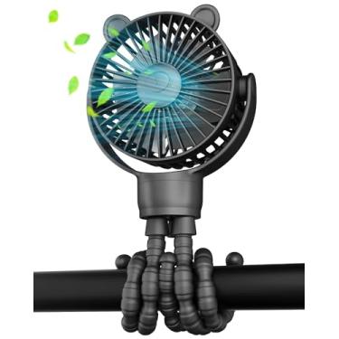 Imagem de ASNUG Mini ventilador de carrinho, ventilador de clipe pequeno operado por bateria, ventilador de bebê de tripé flexível removível com 3 velocidades, ventilador pessoal recarregável para esteira de