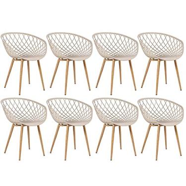 Imagem de Loft7 Home Decor, Kit 8 Cadeiras Clarice Nest Sidera com Apoio de Braços - Nude