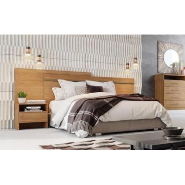 Imagem de Cabeceira para Cama Box Casal com 2 Mesas de Cabeceira - Volga-Cumaru 