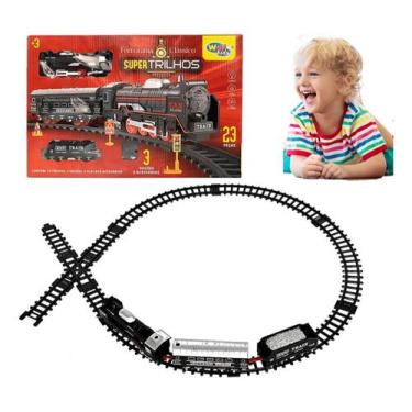 Imagem de Trem Ferroviário Locomotiva Brinquedo com 3 Vagões 15 Trilhos com Som 