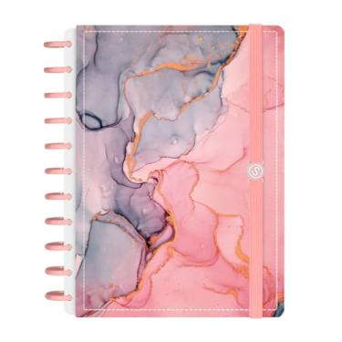 Imagem de Caderno Disco Iscool 140 Fls Grande G+ Mármore Rosa E Cinza