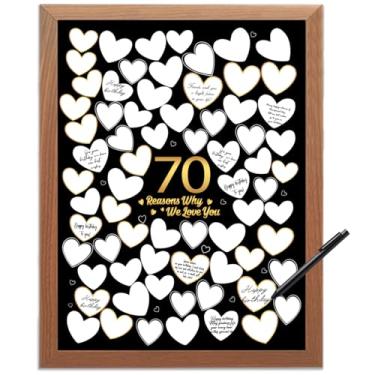 Imagem de 70 Reason Why We Love You, decoração de parede de aniversário de 70 anos, presentes de aniversário para mulheres e homens, tela para convidados 70º aniversário ou decoração de lembrancinhas de festa