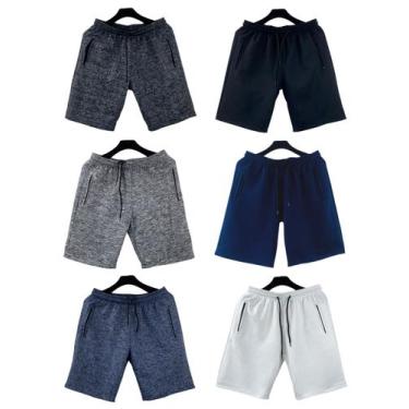 Imagem de kit 6 bermudas moletom masculino adulto bolsos lateral com ziper - f.g