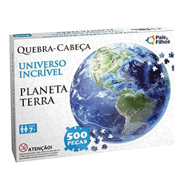 Imagem de Pais & Filhos - Quebra Cabeça Redondo 500 Pçs, Planeta Terra - Premium, Multicor