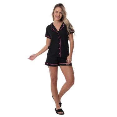 Imagem de Pijama Adulto Victory Liso Camisa Com Fecho De Botões Clássico Feminin