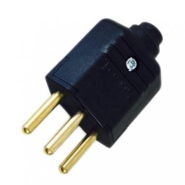 Imagem de Plugue Macho 2P + T 10A 250V Preto - Kit 10 Unidades