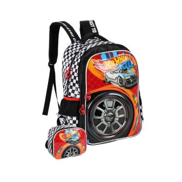 Imagem de Kit Escolar Mochila De Costas + Lancheira Hot Wheels - Preto