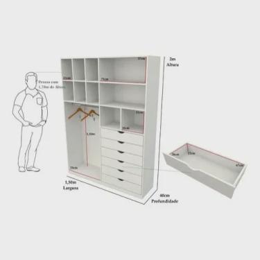 Imagem de Armário Arara Gaveta Samara M7 100% Mdf Closet Colmeia