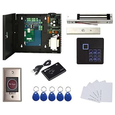 Imagem de 1 Door Access Control Board Systems 600lbs Electromagnetic Lock Infrared None Touch Exit Button Keypad Reader 110~240V Power Supply Box USB Enroll Reader RFID Card Key Fob,Phone APP remotely Open Door