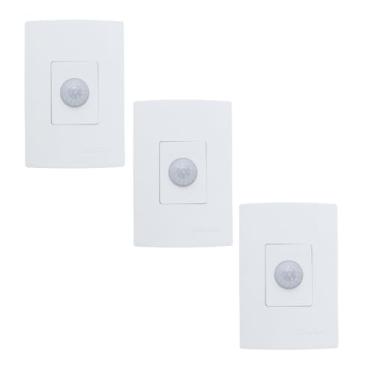 Imagem de Kit 3 Sensor de Presença Embutido 4x2 com Fotocélula 6 Funções Lente 180º Branco QI2MB