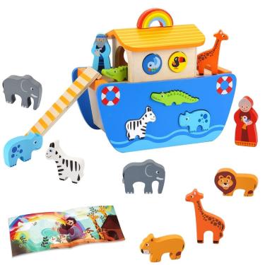 Imagem de Toy Noah`s Ark KMTJT Toddlers Wood com história bíblica de 1 a 3 anos