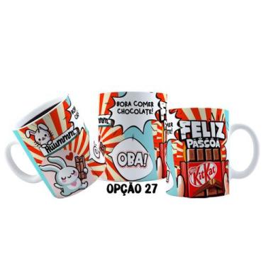 Imagem de Caneca 325ml Plástico Feliz Páscoa Fofa Coelhinhos Mimos - LARANJA E M