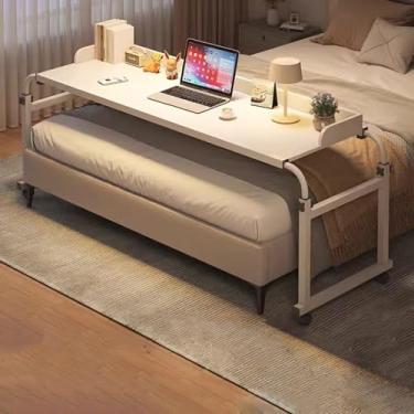 Imagem de Mesa de cama com altura ajustável, bandeja de alimentos, mesa médica, mesa de computador com rodas, mesa multifuncional móvel