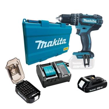 Imagem de Parafusadeira 18V Makita Dhp482Y002 1Bat 1,5A Carreg + Bits