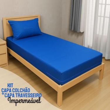 Imagem de Kit Capa Para Colchão Solteiro Hospitalar Impermeável Com Ziper + Capa