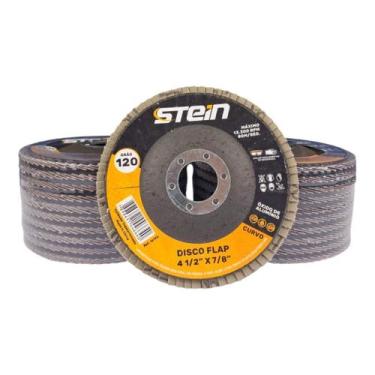 Imagem de 20 Peças disco flap curvo 4.1/2 115mm metais ferrosos Grão 120 Stein