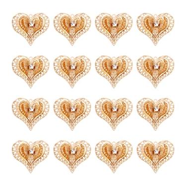 Imagem de Spritewelry 30 pingentes de coração de filigrana, pingentes de contas de coração 3D com strass de cristal para pulseira, colar, brinco, chaveiro, fabricação de joias, acessório para encontrar