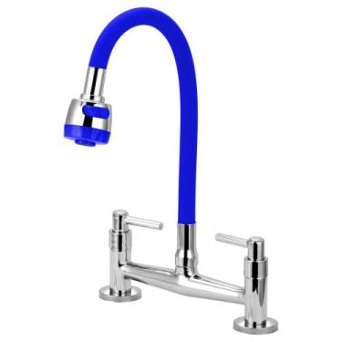 Imagem de Misturador Furkin de Cozinha Flexível Azul Mesa Gourmet Chuveirinho 1/