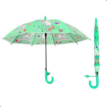 Imagem de Guarda Chuva Sombrinha Infantil Unicórnio Automático C/ Apito - NEWBRE