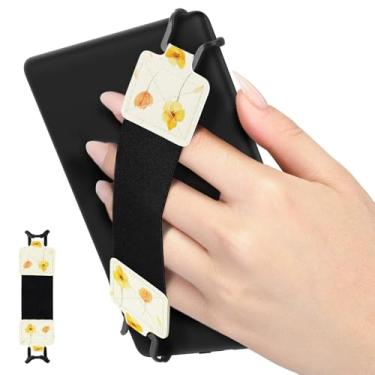 Imagem de MoKo Alça de mão de segurança para tablet eReaderFire de 15 a 20 cm, Kindle/Kobo/Voyaga/Lenovo/Sony Kindle E-Book, alça de mão elástica, versátil, leve, suporte de dedo, flor em branco