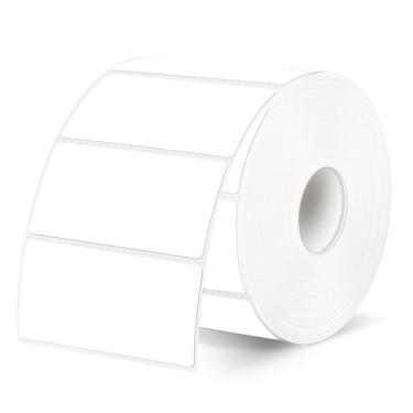 Imagem de YEGAWEN Etiquetas adesivas térmicas de 5 x 2,5 cm, papel de etiqueta de código de barras autoadesivo branco para impressora térmica direta, adesivos de envio de endereço retangular multiuso à prova