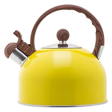 Imagem de Chaleira de aço inoxidável com alça ergonômica, adequada para todos os tipos de fogão, chaleira de aço inoxidável de 2,5 L com alça, bule de chá de acampamento de viagem para gás
