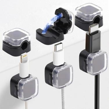 Imagem de GMMA 6 clipes de gerenciamento de cabos para casa, escritório, mesa, cabo, organizador, acessórios, carregador, USB, organizador de fios, suporte para mesa de cabeceira automotivo (preto)