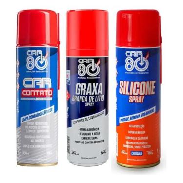 Imagem de Kit Car80 Graxa Branca Silicone Spray Limpa Contato
