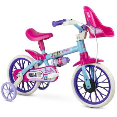 Imagem de Bicicleta Infantil Barbie Aro 12 Guidão Regulável Cadeirinha Boneca Ro