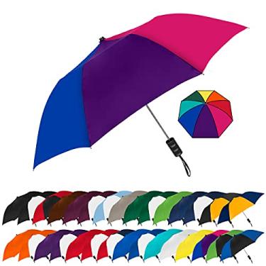 Imagem de STROMBERGBRAND UMBRELLAS Guarda-chuva dobrável de espectro de urze de 106,6 cm, haste de metal resistente, Arco-íris, 16 ", Compacto