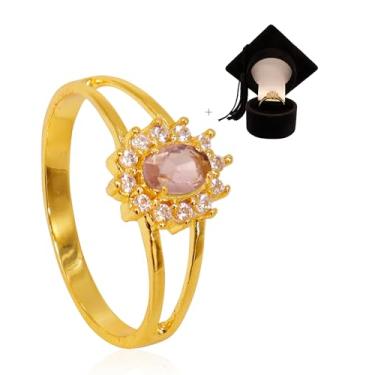 Imagem de Anel de Formatura Feminino De Moeda Antiga Banhado A Ouro Com Capelo - Ciências Contábeis (16)