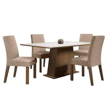 Imagem de Mesa Tampo De Madeira Com 4 Cadeiras Rustic/branco/imperial