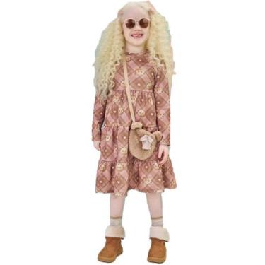 Imagem de Vestido Infantil Manga Longa Com Bolsa Ursos Coleção Inverno Kukiê 816
