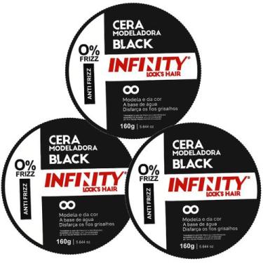 Imagem de Kit 3 Cera Modeladora Antifrizz Black 160g - Infinity