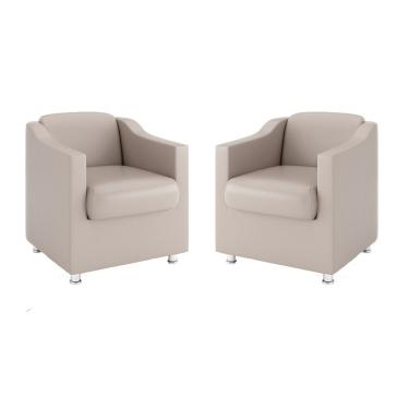 Imagem de Kit 2 Poltronas Tilla Para Recepção Clínica Médica Courino Bege Balaqui Decor