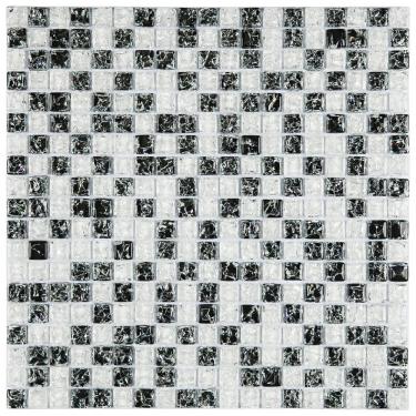 Imagem de Pastilha De Vidro Galliano Glass Mosaic 30cmx30cm (placas) Branco/preto
