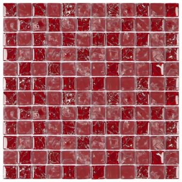 Imagem de Pastilha De Vidro Ice Glass Mosaic 30cmx30cm (placas) Vermelha