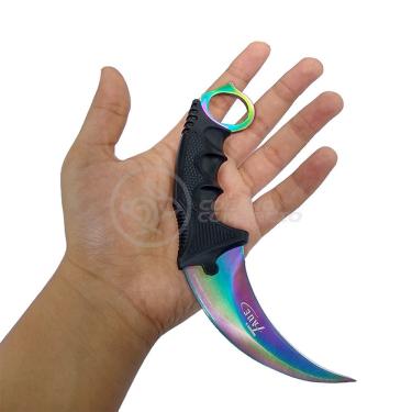Imagem de Knife Rainbow Karambit Com Fio Manobras Arco Iris Inox