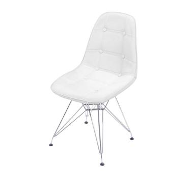 Imagem de Cadeira Eames Dkr Botonê Assento Pu Branca Base Cromada