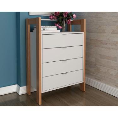 Imagem de Balcão De Escritório Az1012 C/ 4 Gavetas Amêndoa/branco - Tecno Mobili