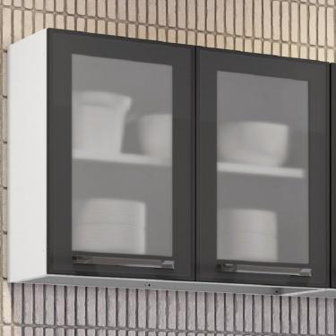 Imagem de Armário 70Cm 2 Portas De Vidro Florença Itatiaia Grafite